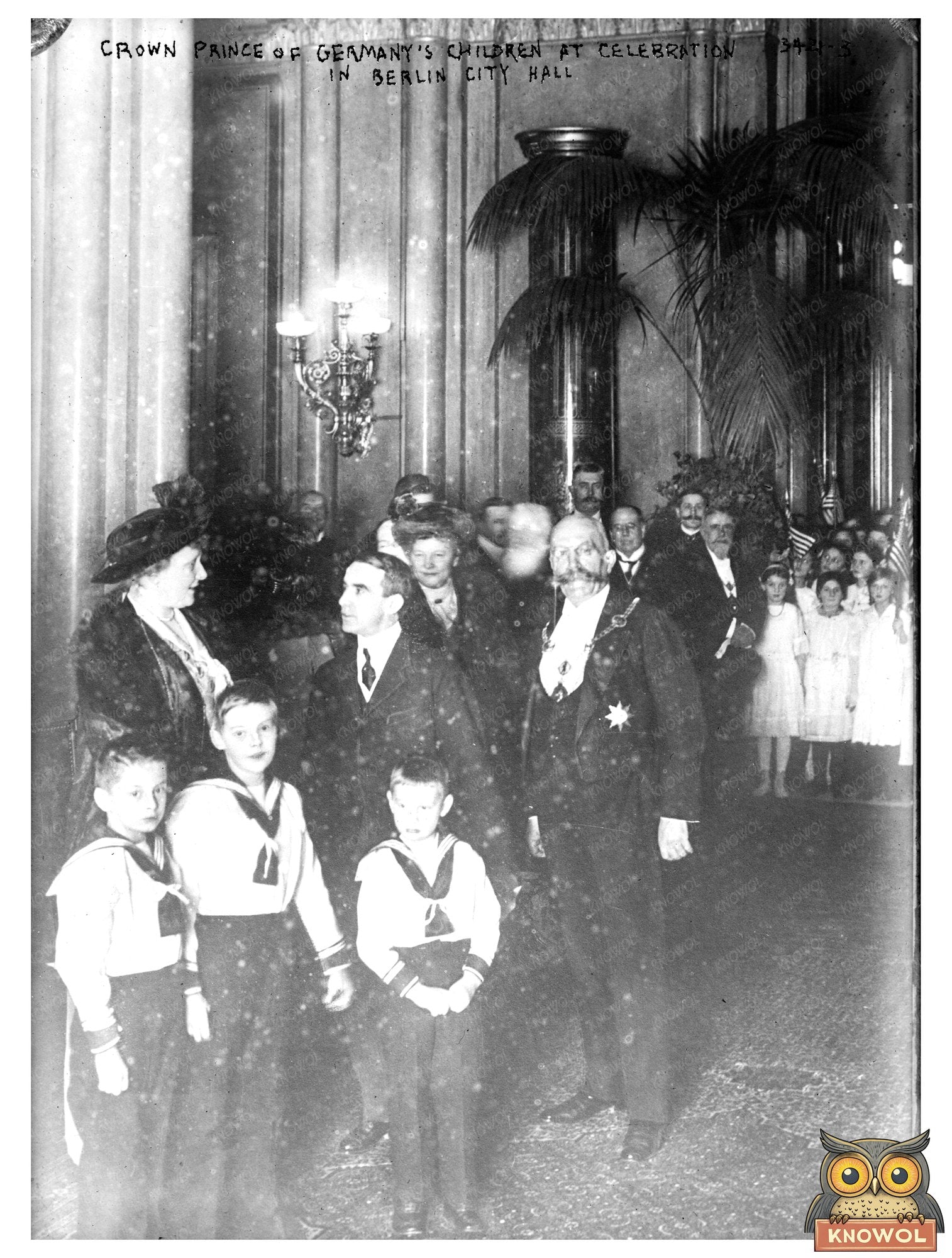 Historic Crown Prince of Germany's children at celebration in Berlin City Hall Print, Vintage Art