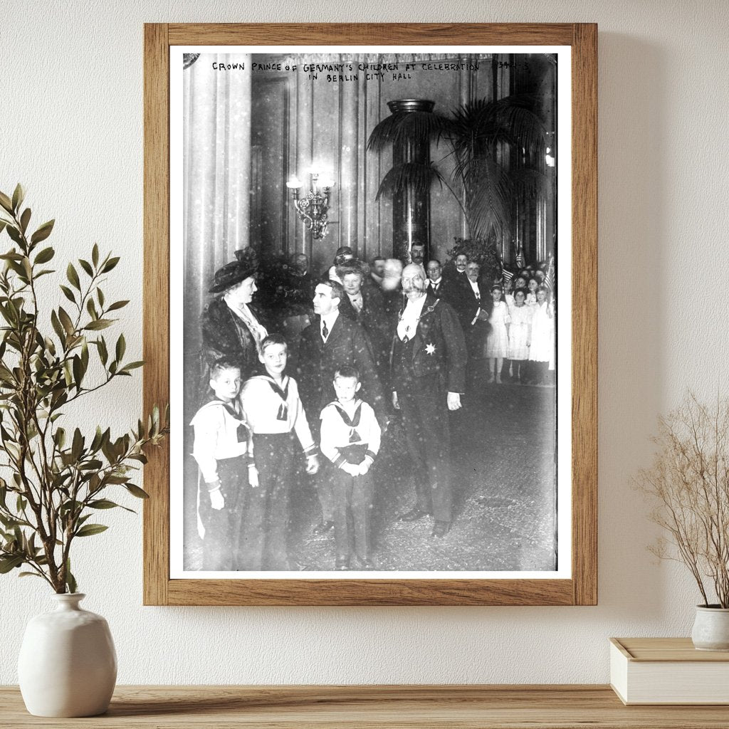 Historic Crown Prince of Germany's children at celebration in Berlin City Hall Print, Vintage Art