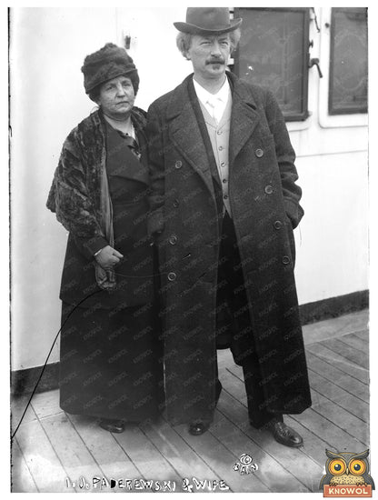 Historic I.J. Paderewski and wife Print, Vintage Art