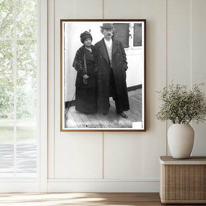 Historic I.J. Paderewski and wife Print, Vintage Art