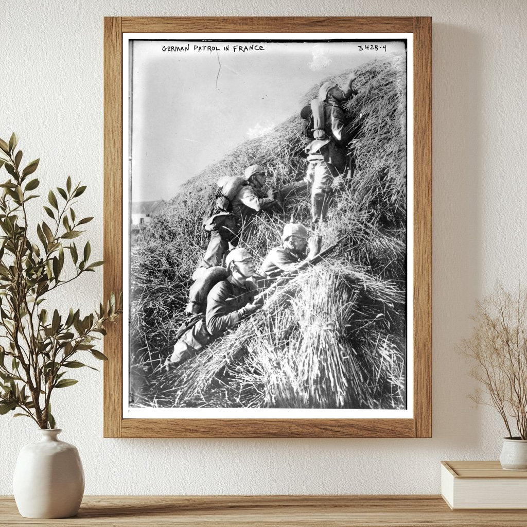 Historic German Patrol in France Print, Vintage Art