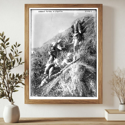 Historic German Patrol in France Print, Vintage Art
