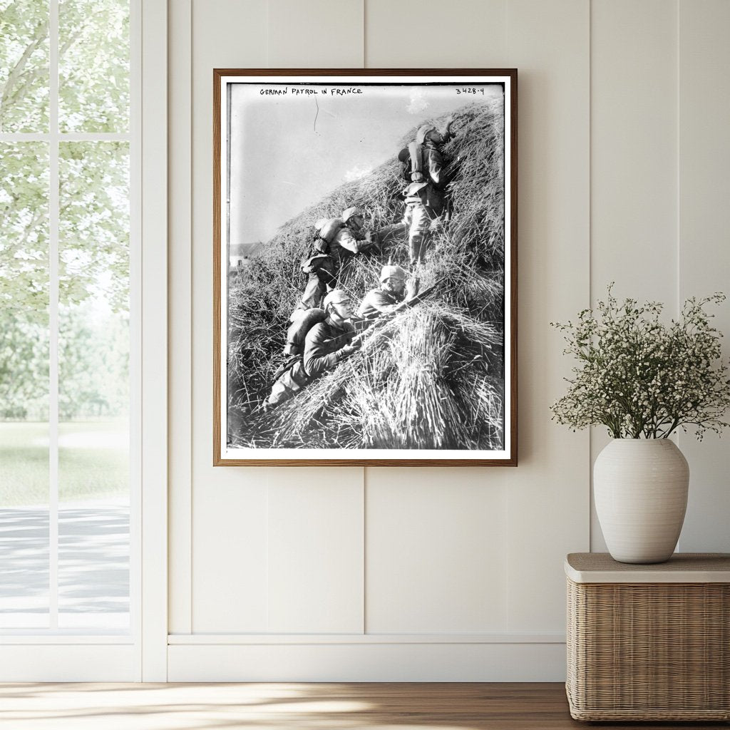 Historic German Patrol in France Print, Vintage Art