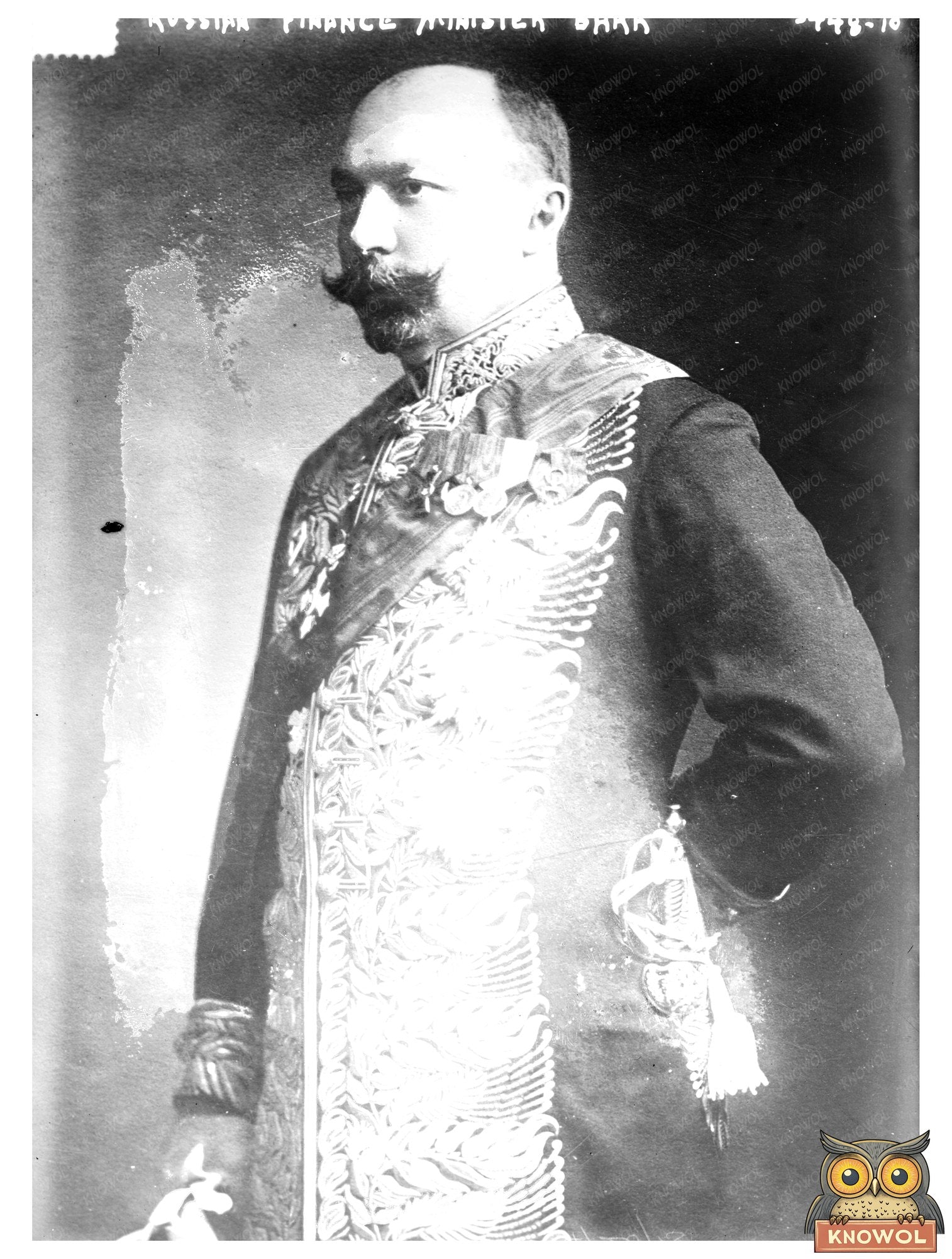 Historic Russian Finance Minister Bark Print, Vintage Art