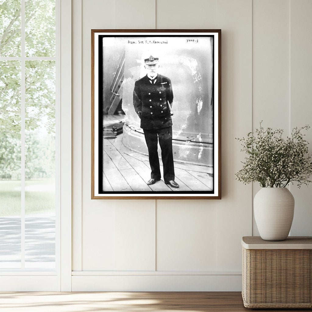 Historic Adm. Sir F.T. Hamilton Print, Vintage Art