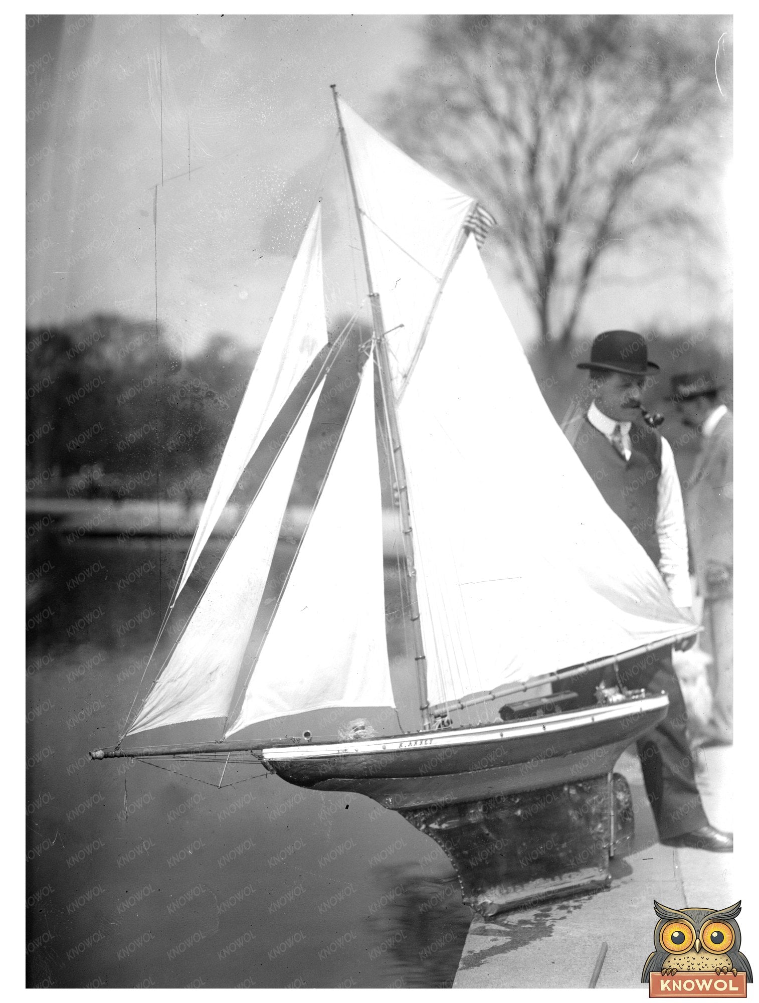Historic Toy yacht, Cent'l [Central] Park Print, Vintage Art