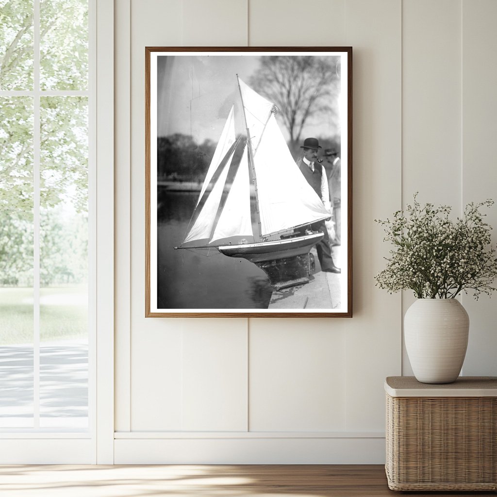 Historic Toy yacht, Cent'l [Central] Park Print, Vintage Art