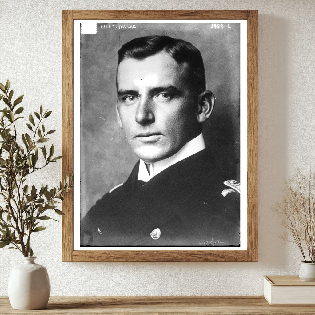 Historic Lieut. Mucke Print, Vintage Art