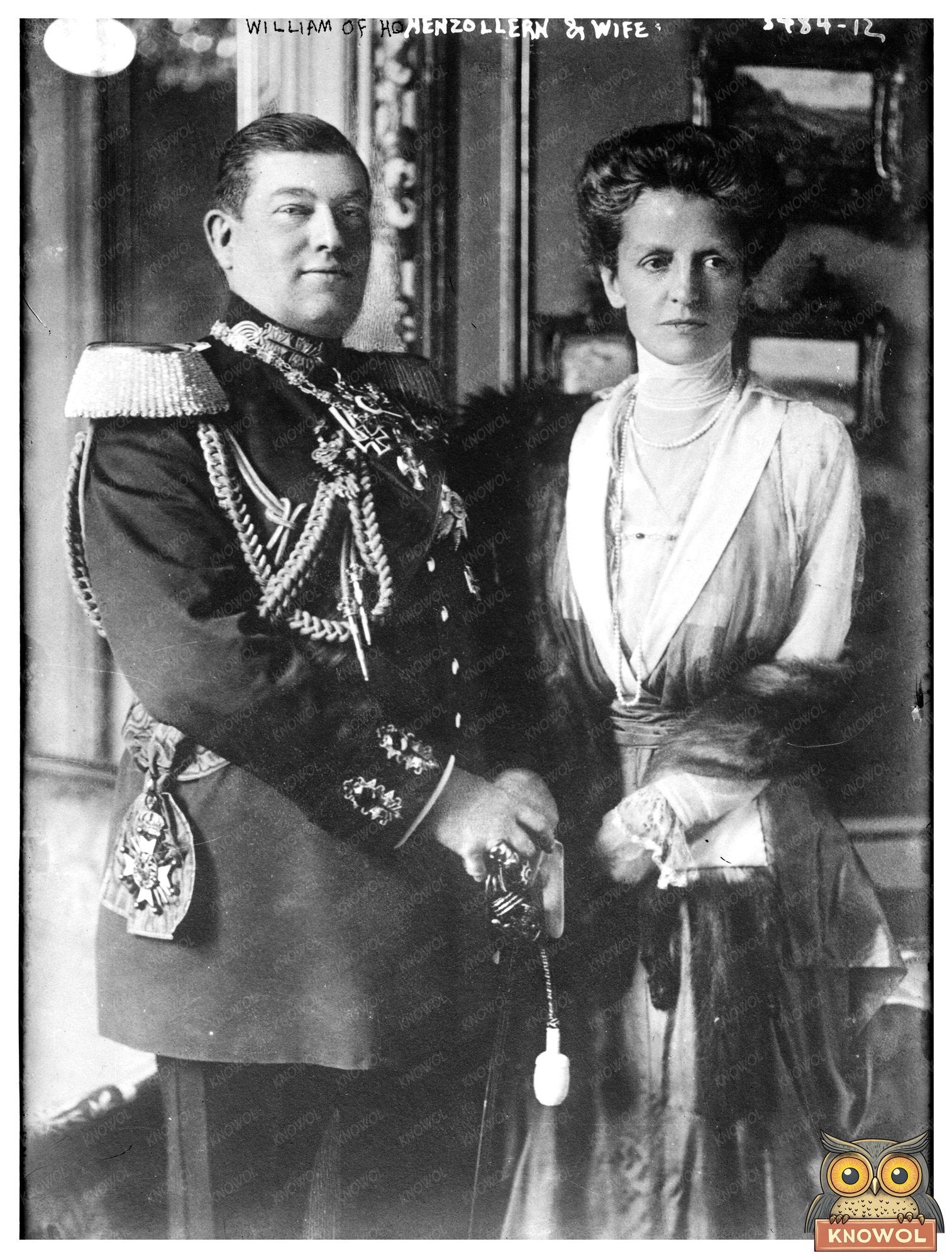 Historic William of Hohenzollern and wife Print, Vintage Art