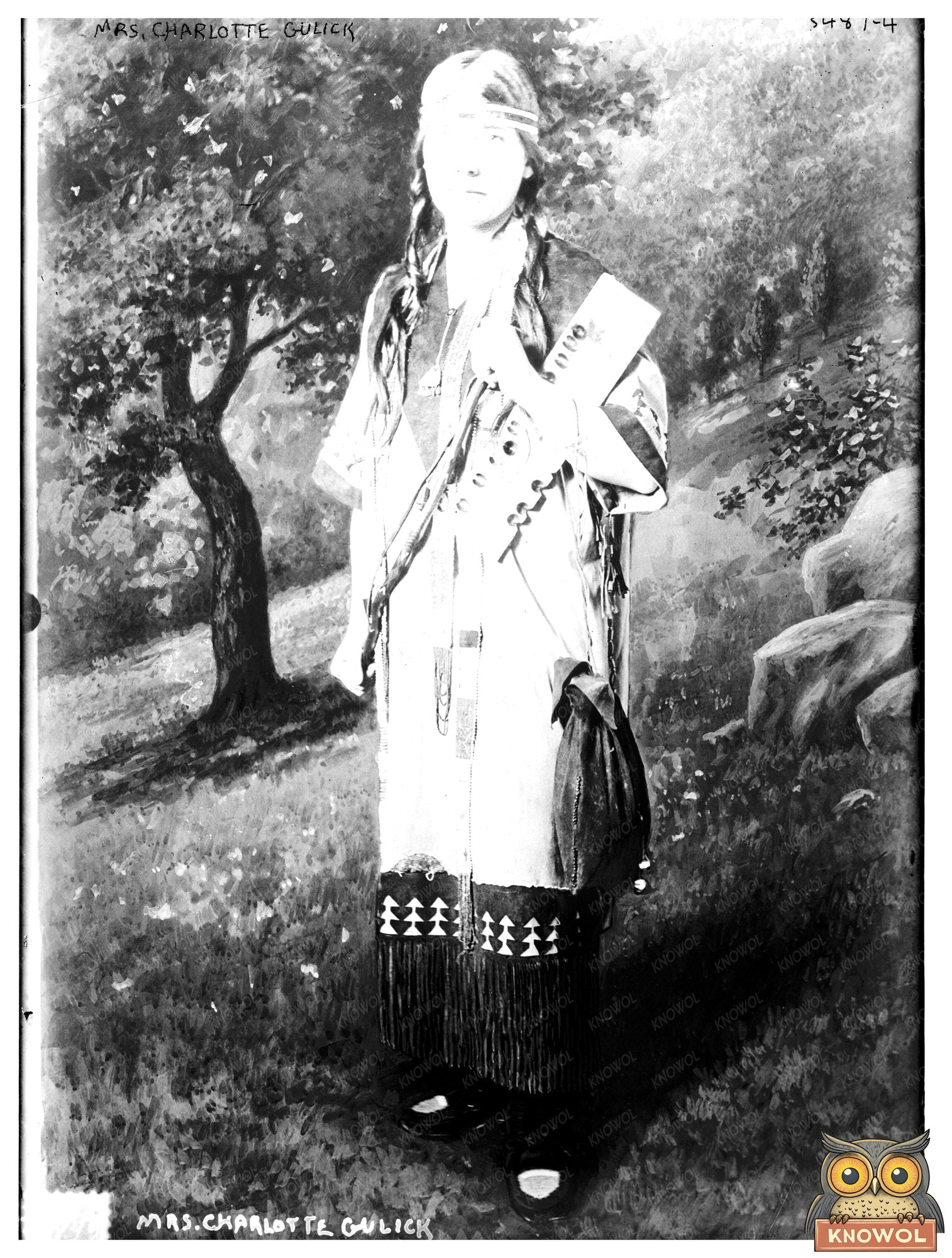 Historic Mrs. Charlotte Gulick -- American Indian dress Print, Vintage Art