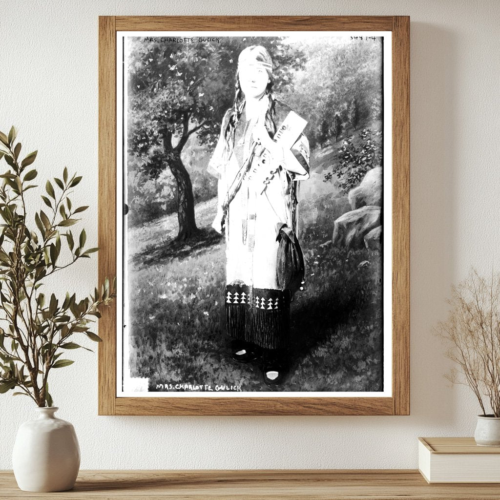 Historic Mrs. Charlotte Gulick -- American Indian dress Print, Vintage Art