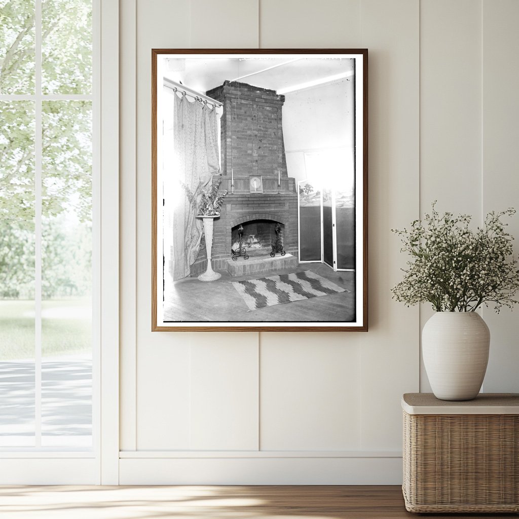 Historic [unidentified fire place -- Rasch Studio] Print, Vintage Art