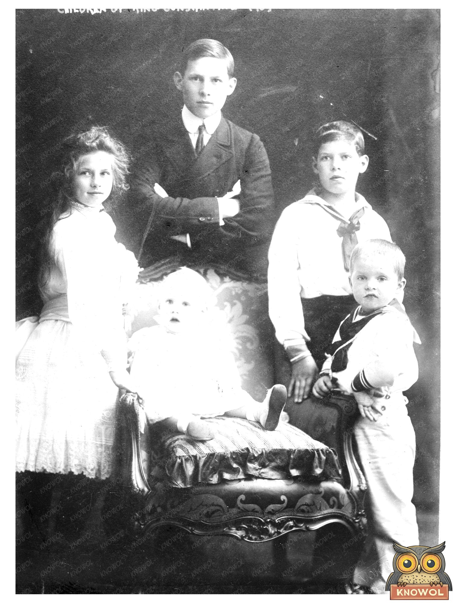 Historic Children of King Constantine, 1905 Print, Vintage Art