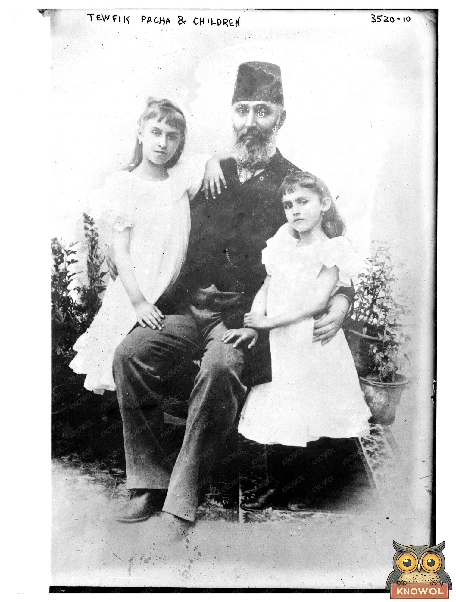 Historic Tewfik Pacha and children Print, Vintage Art