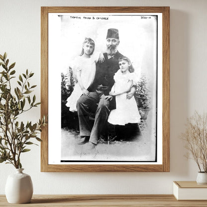 Historic Tewfik Pacha and children Print, Vintage Art