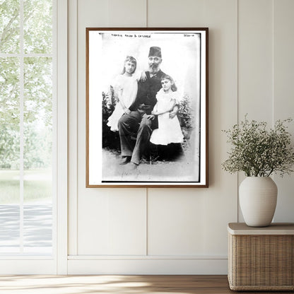 Historic Tewfik Pacha and children Print, Vintage Art