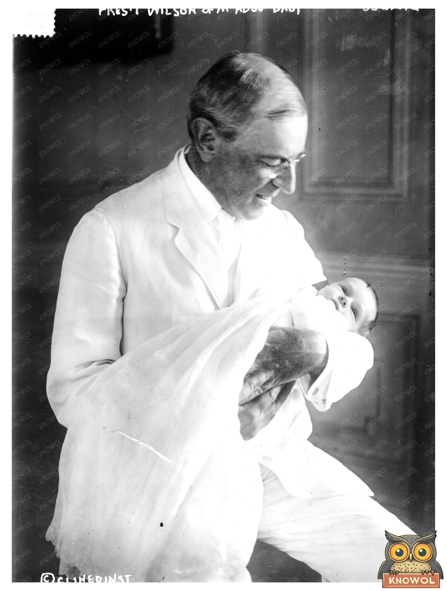 Historic Pres't [i.e., President] Wilson and McAdoo Baby Print, Vintage Art