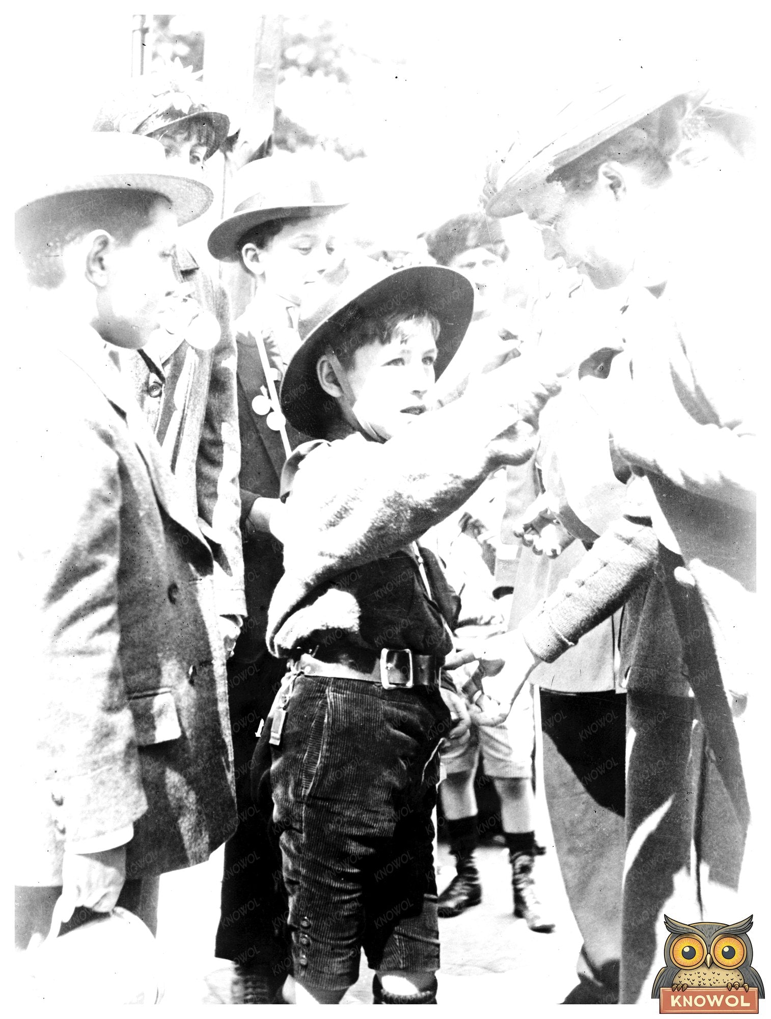 Historic Boy Scout, Paris, Selling "Journee Francaise" Medals Print, Vintage Art
