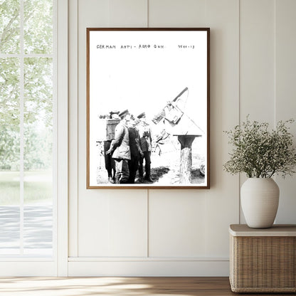 Historic German Anti-aero gun Print, Vintage Art