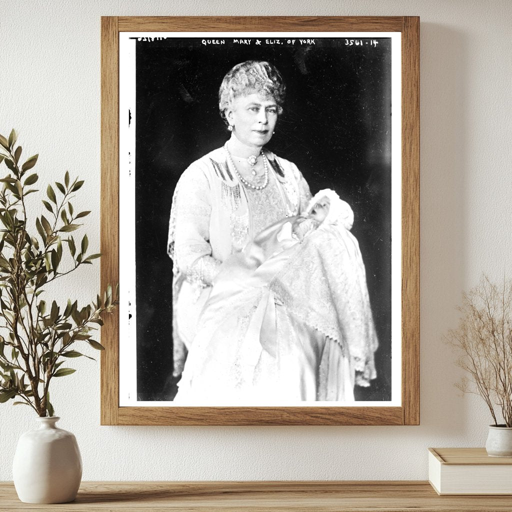 Historic Queen Mary and Eliz. of York Print, Vintage Art