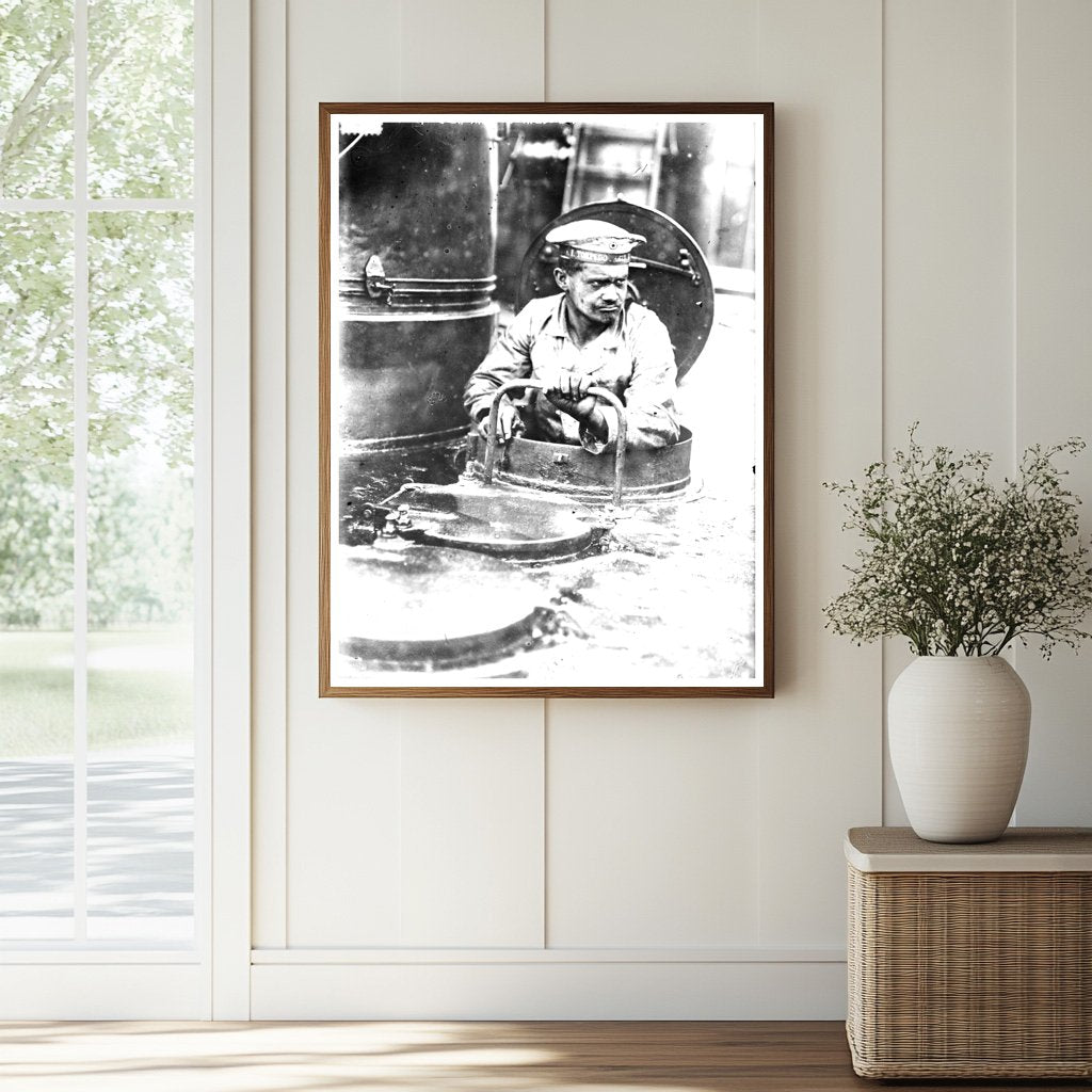 Historic On a German Torpedo Boat Print, Vintage Art