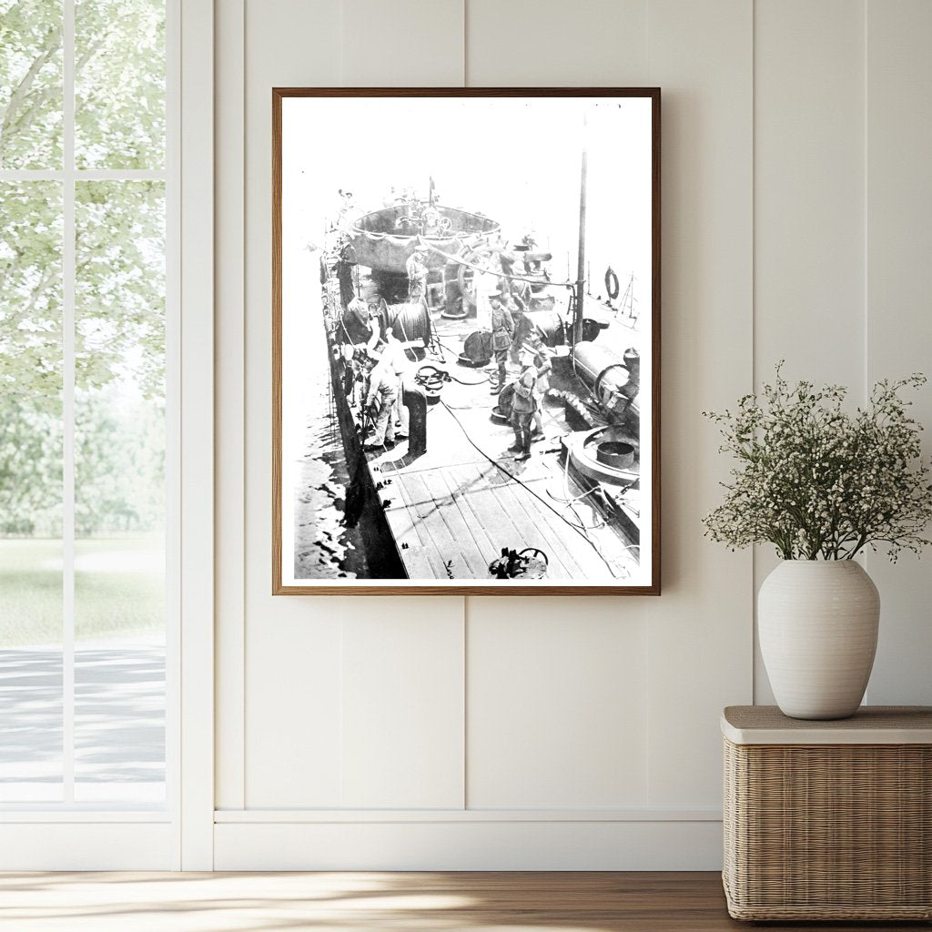 Historic Gen. Sir Ian Hamilton on a destroyer Print, Vintage Art