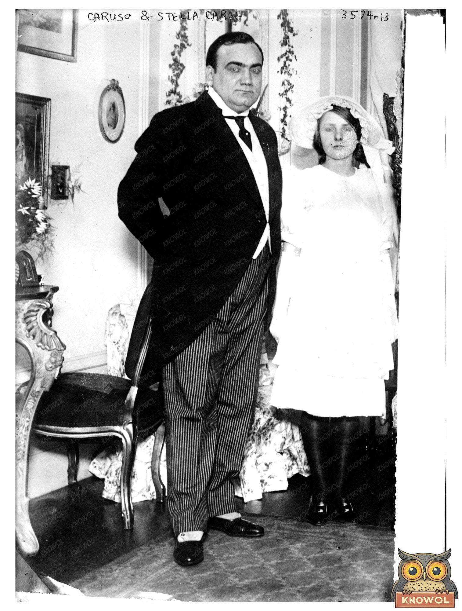 Historic Caruso and Stella Carol Print, Vintage Art
