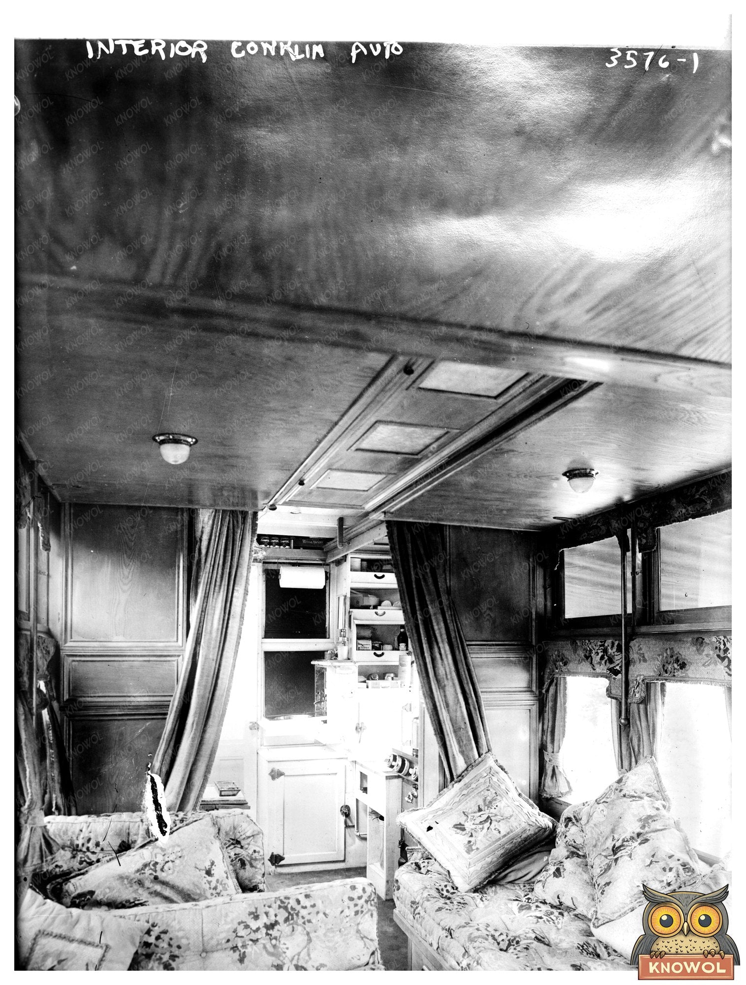 Historic Interior Conklin auto Print, Vintage Art