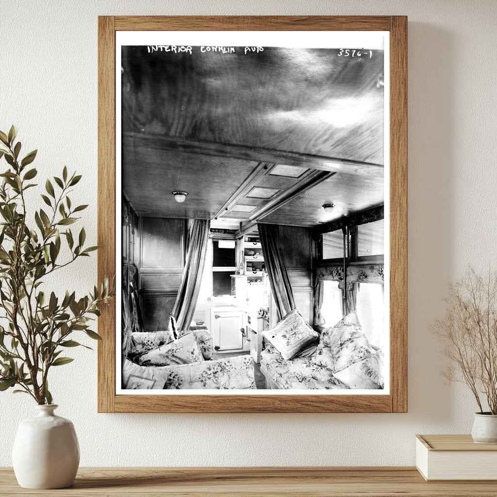 Historic Interior Conklin auto Print, Vintage Art