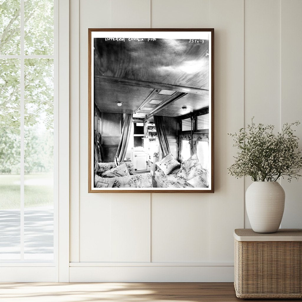 Historic Interior Conklin auto Print, Vintage Art