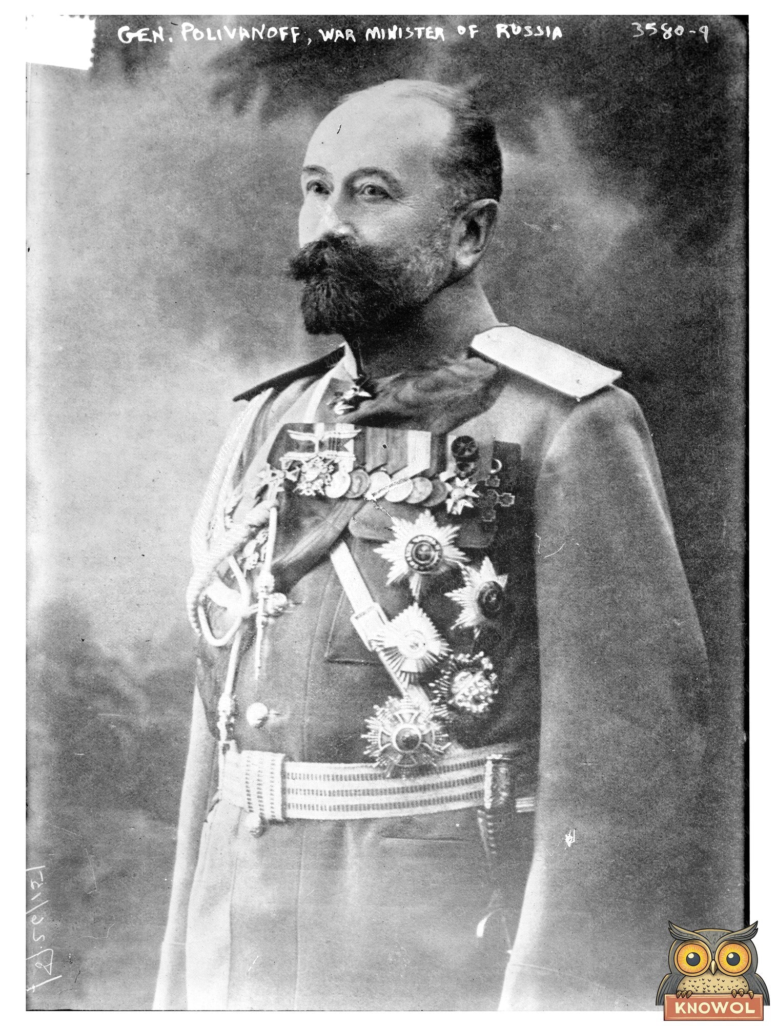 Historic Gen. Polivanoff, War Minister of Russia Print, Vintage Art