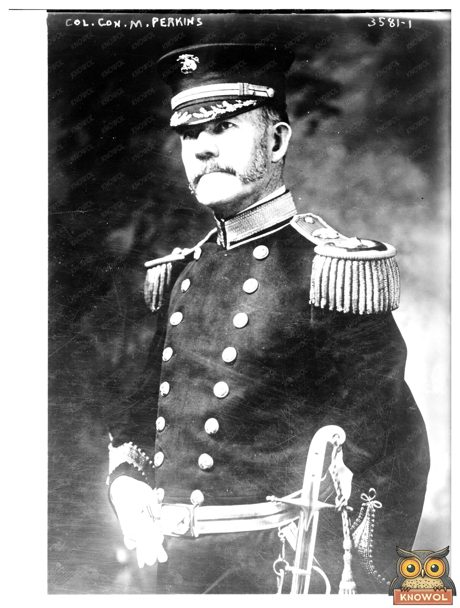 Historic Col. Con. M. Perkins Print, Vintage Art