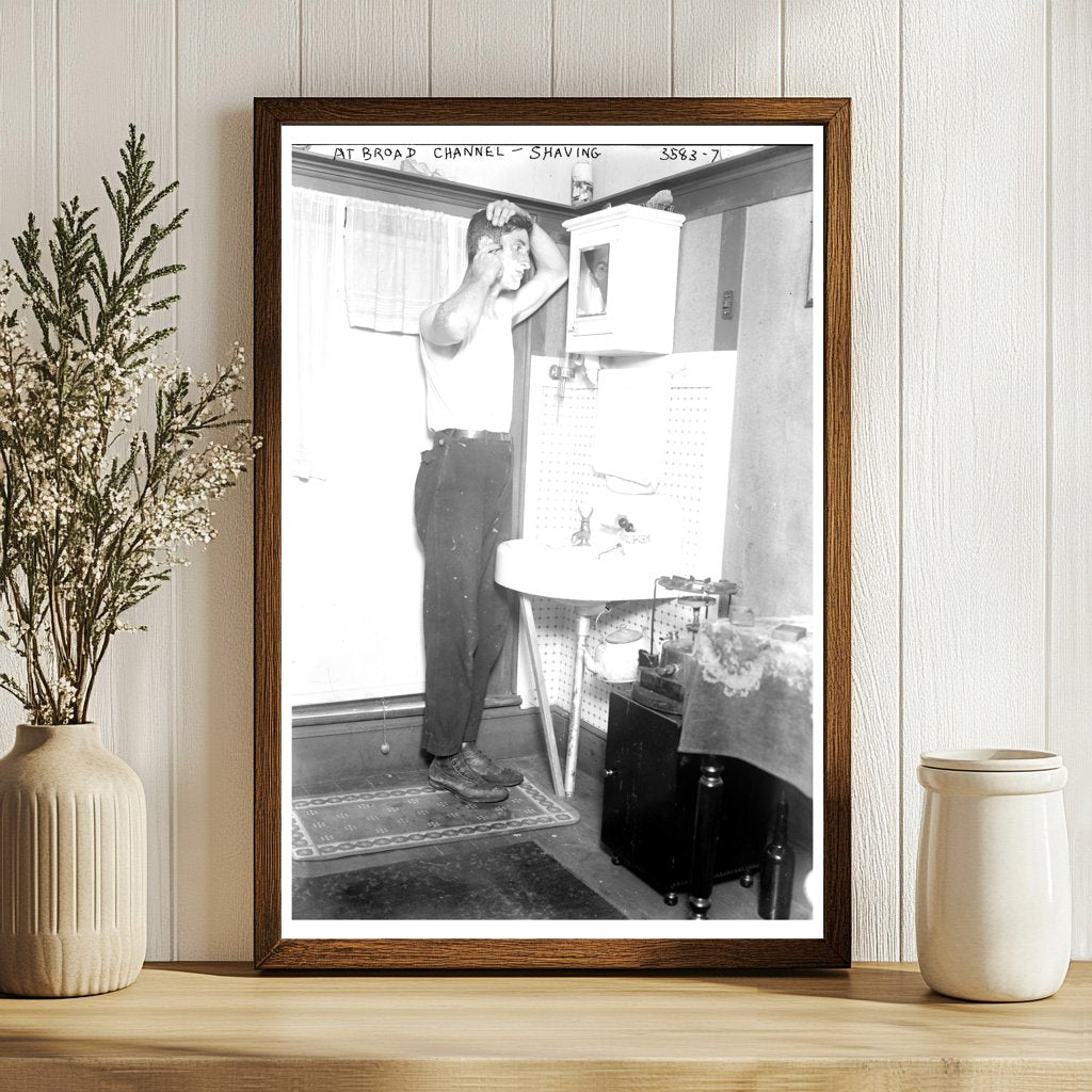 Early 1910s Broad Channel Life: Shaving by the Bay