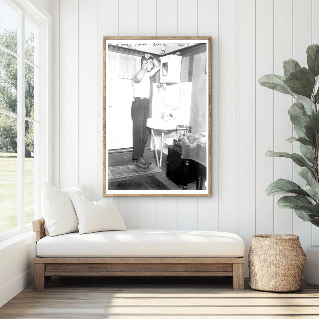 Early 1910s Broad Channel Life: Shaving by the Bay