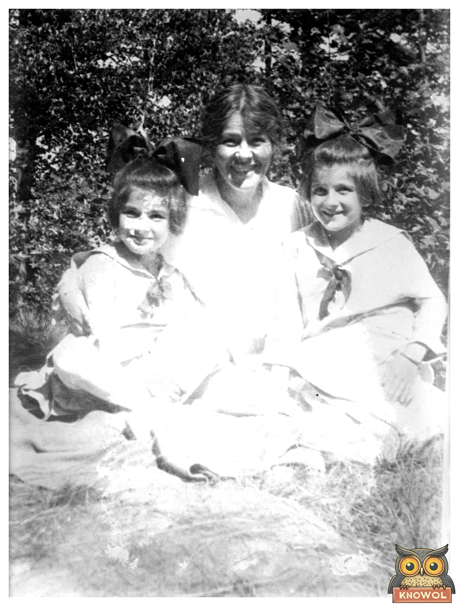 Historic Mme. Louise Homer and twins -- Sept. 1915 Print, Vintage Art