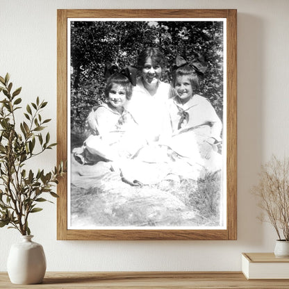 Historic Mme. Louise Homer and twins -- Sept. 1915 Print, Vintage Art
