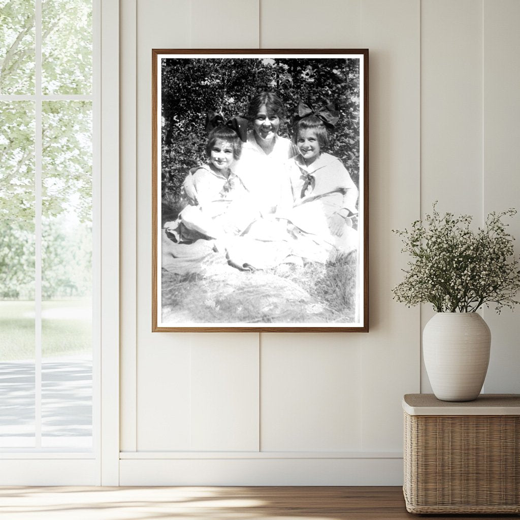 Historic Mme. Louise Homer and twins -- Sept. 1915 Print, Vintage Art