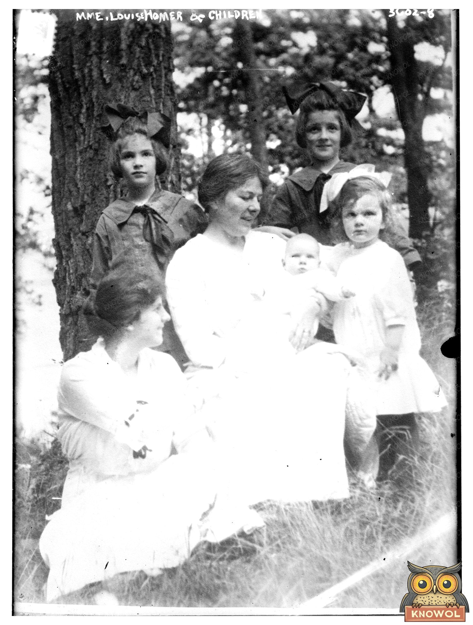 Historic Mme. Louise Homer and children Print, Vintage Art