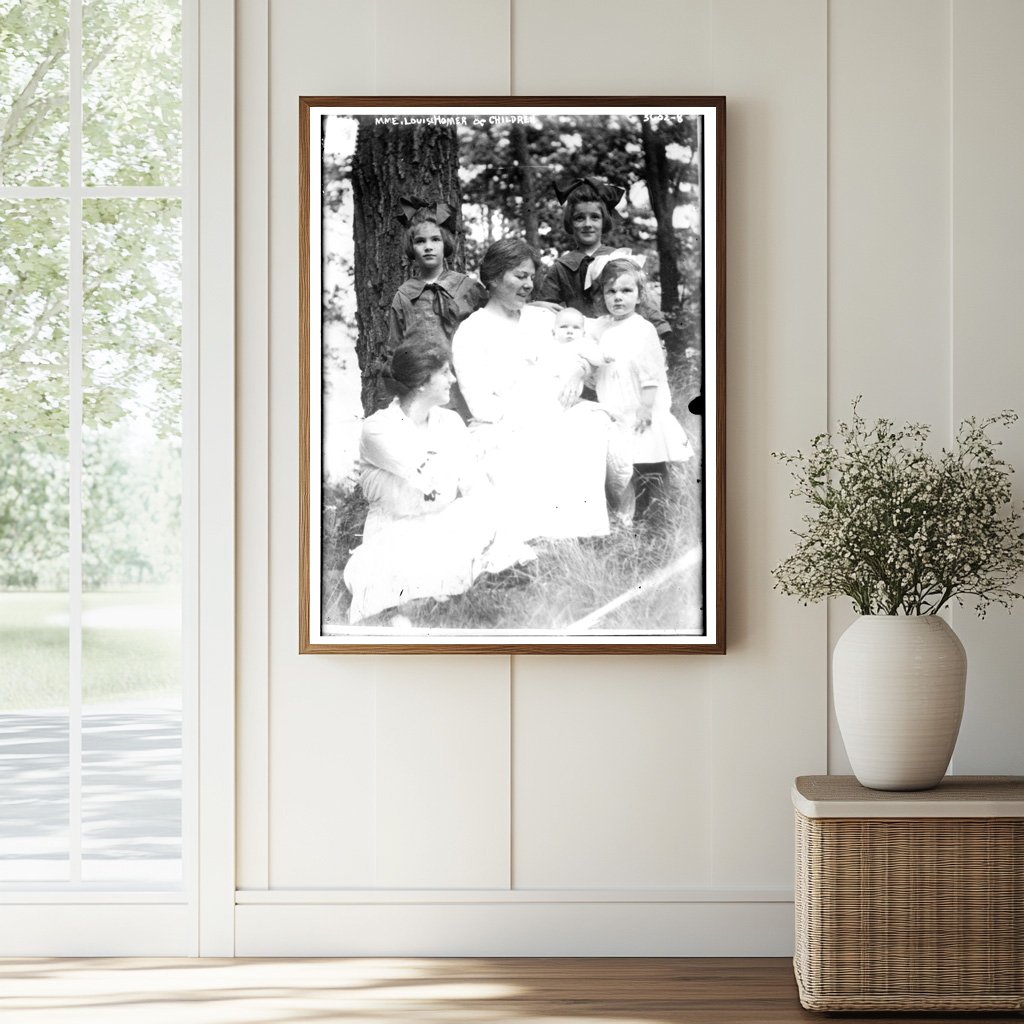 Historic Mme. Louise Homer and children Print, Vintage Art