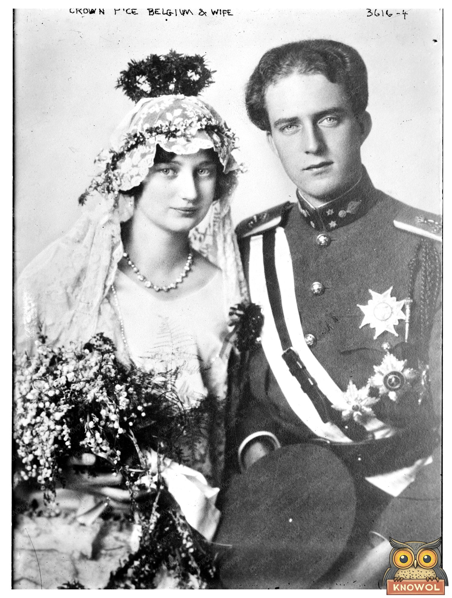 Historic Crown P'ce [i.e., Prince] Belgium and wife Print, Vintage Art
