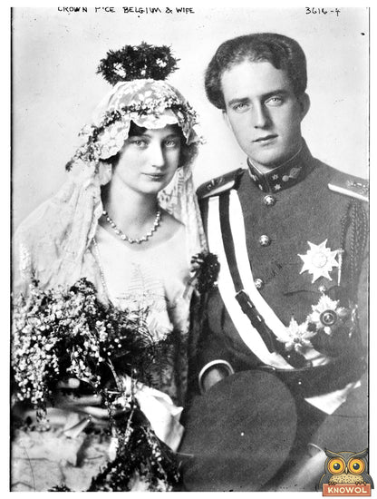 Historic Crown P'ce [i.e., Prince] Belgium and wife Print, Vintage Art