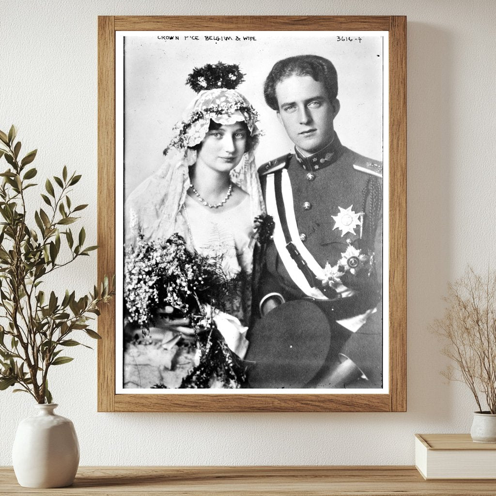 Historic Crown P'ce [i.e., Prince] Belgium and wife Print, Vintage Art