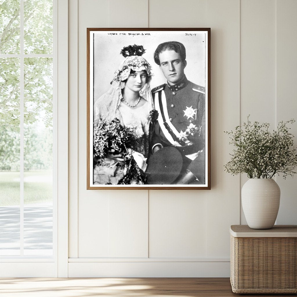 Historic Crown P'ce [i.e., Prince] Belgium and wife Print, Vintage Art