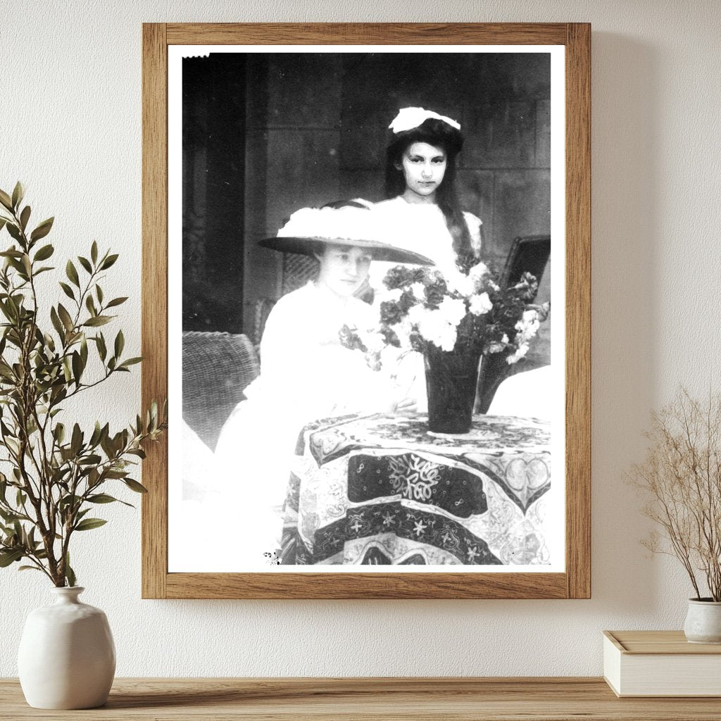 Historic Charlotte & Elizabeth of Luxemburg Print, Vintage Art