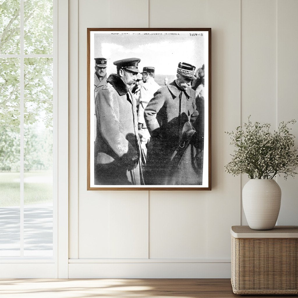 Historic King Geo. [i.e., George] with Gen. Dubois in France Print, Vintage Art
