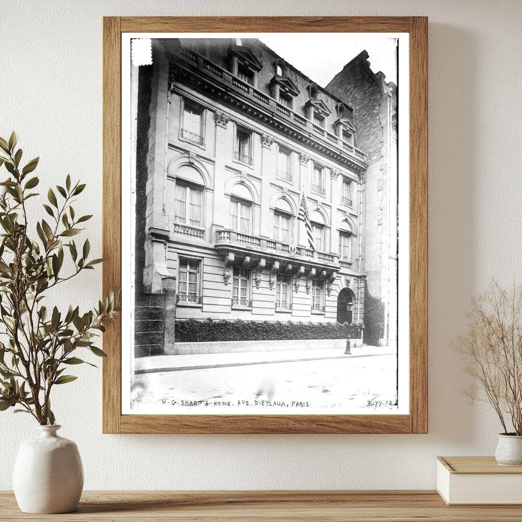 Historic W.G. Sharp's home, Ave. d'Eylaua [i.e., d'Eylau], Paris Print, Vintage Art