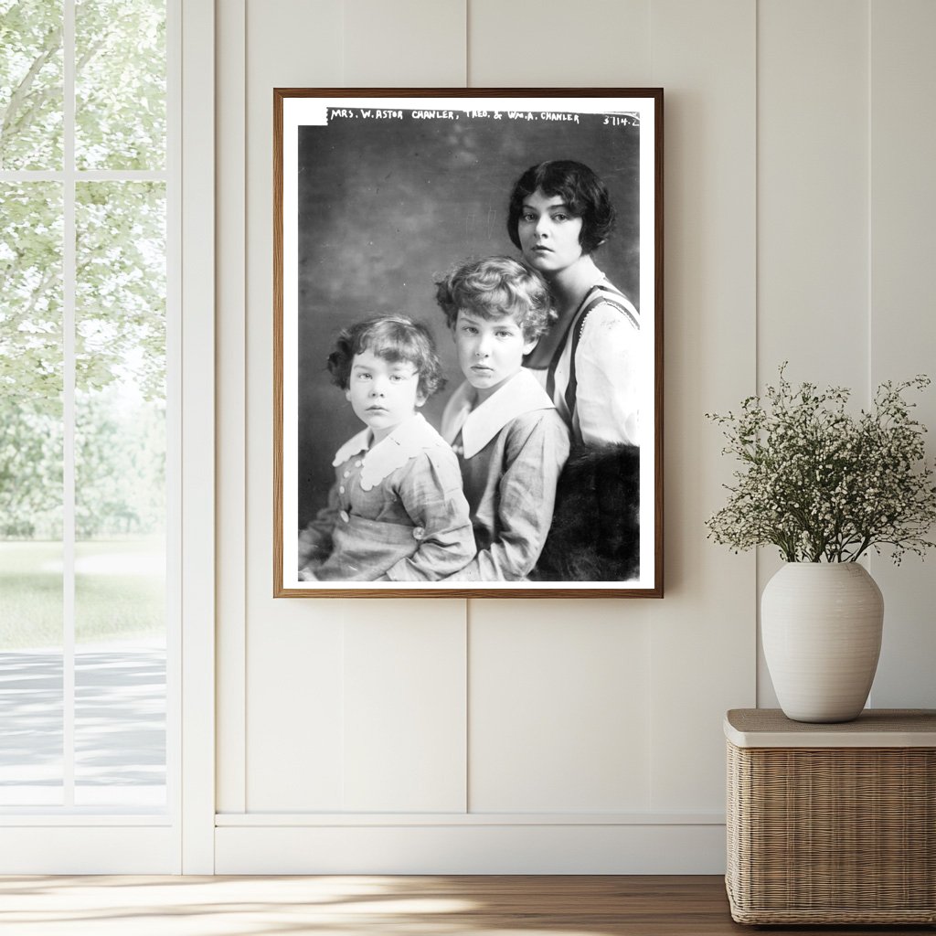Historic Mrs. W. Astor Chanler, Theo & Wm. A. Chanler Print, Vintage Art