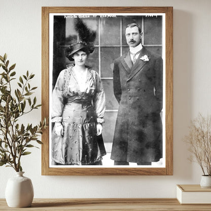 Historic King and Queen of Denmark Print, Vintage Art