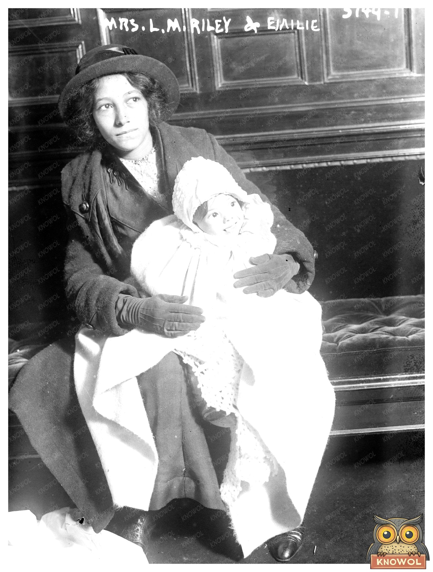 Historic Mrs. L.M. Riley and Emilie Print, Vintage Art