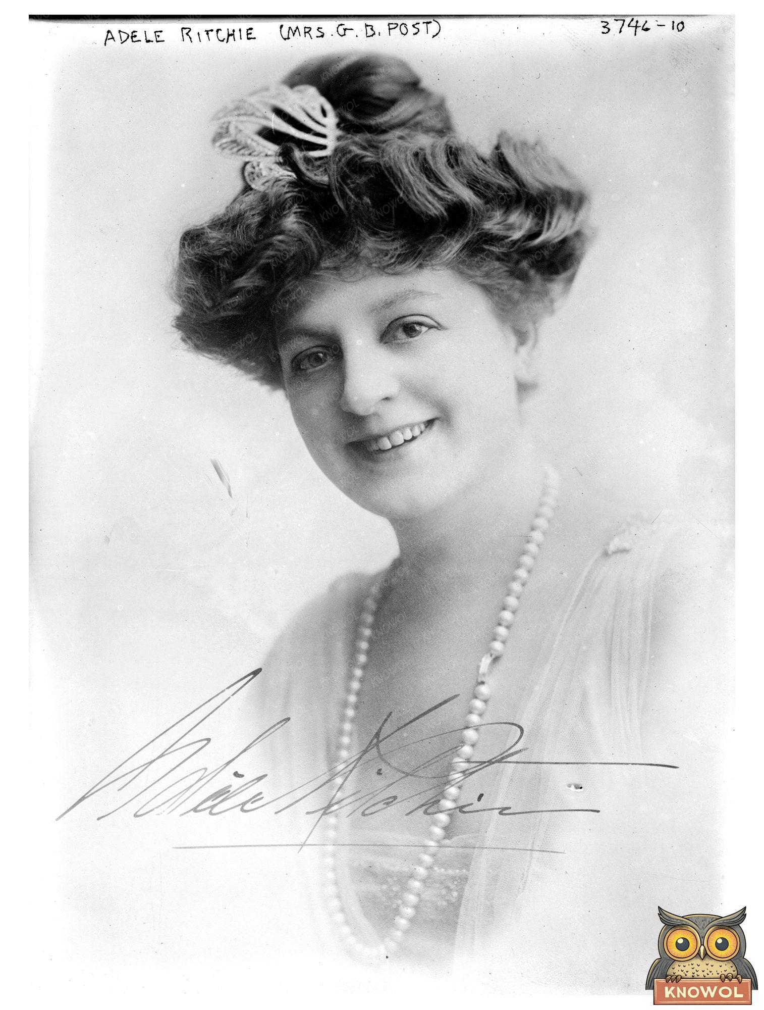 Historic Adele Ritchie (Mrs. G.B. Post) Print, Vintage Art